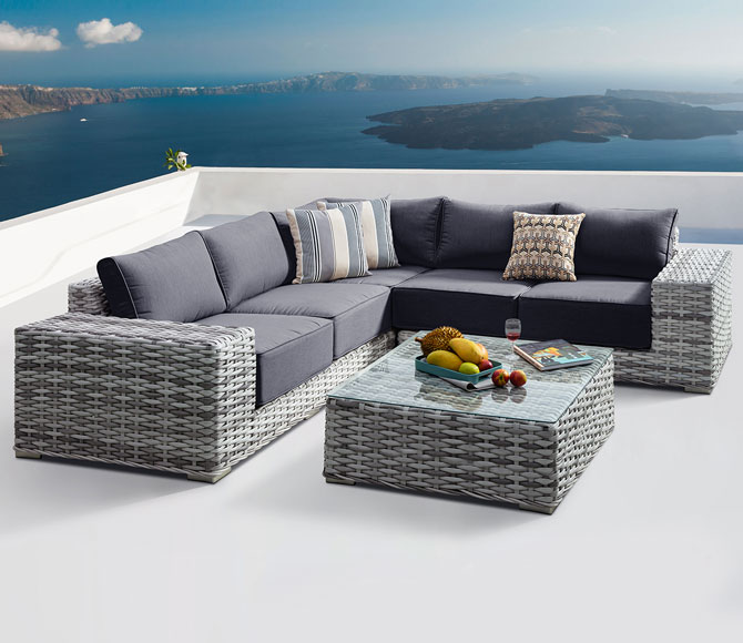 Rattan furniture set OUTDOOR Santorini (corner sofa, table)