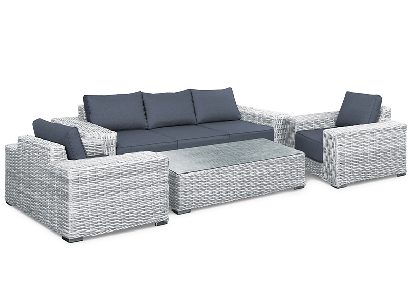 Rattan furniture set OUTDOOR Madeira (3-seater sofa, 2 armchairs, table)