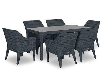 Rattan furniture set OUTDOOR Morocco (table, 6 chairs), narrow weave