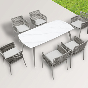 Furniture set OUTDOOR Napoli (table, 6 chairs). Latte
