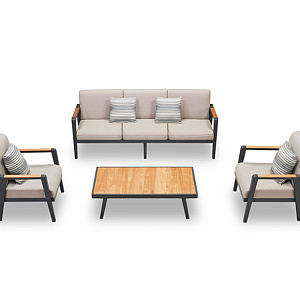 Furniture set OUTDOOR Orleans (3-seater sofa, 2 armchairs, coffee table). Sand