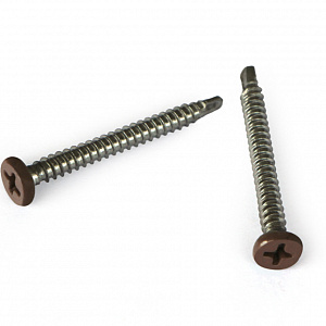 Self-tapping screw KRONEX with a press washer and a drill for metal. Oak