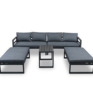 Modular furniture set OUTDOOR Ontario (2 sofas (left/right), 2 benches, coffee table). Graphite