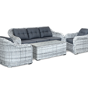 Rattan furniture set OUTDOOR Casablanca (3-seater sofa, 2 seats, table). Light mix