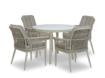 Rattan furniture set OUTDOOR Provence (table, 4 chairs), narrow weaving