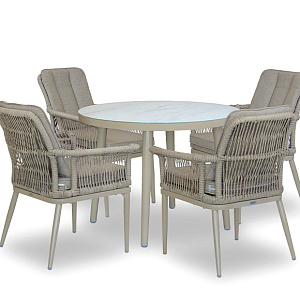 Rattan furniture set OUTDOOR Provence (table, 4 chairs), narrow weaving. Cappuccino