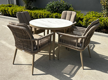 Rattan furniture set OUTDOOR Provence (table, 4 chairs), narrow weaving