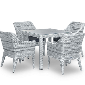 Rattan furniture set OUTDOOR Fiji (table, 4 chairs), narrow weave. Light mix