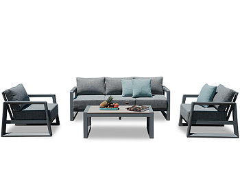 Furniture set OUTDOOR Denver (3-seater sofa, 2 armchairs, table)
