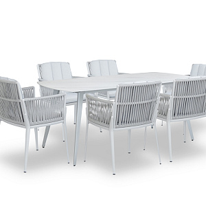 Furniture set OUTDOOR Napoli (table, 6 chairs). Latte