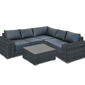 Rattan furniture set OUTDOOR Santorini (corner sofa, table). Graphite