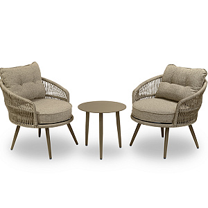 Coffee furniture set OUTDOOR Sanremo (2 armchairs, coffee table). Cappuccino