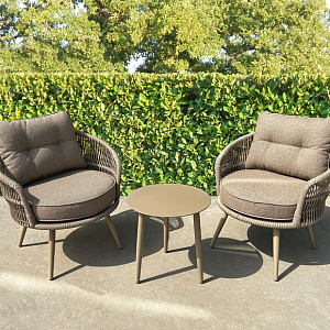 Coffee furniture set OUTDOOR Sanremo (2 armchairs, coffee table). Cappuccino