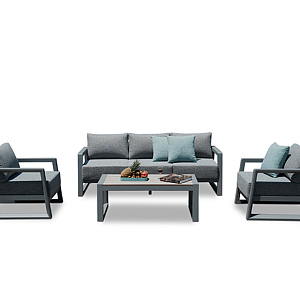 Furniture set OUTDOOR Denver (3-seater sofa, 2 armchairs, table). Graphite