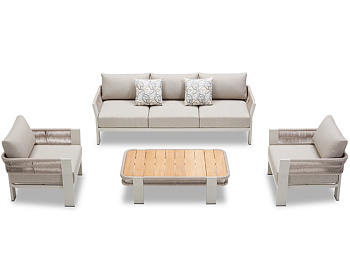 Furniture set OUTDOOR Geneva (3-seater sofa, 2 armchairs, coffee table)