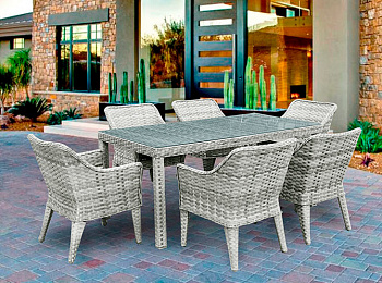 Rattan furniture set OUTDOOR Morocco (table, 6 chairs), narrow weave