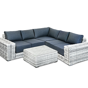 Rattan furniture set OUTDOOR Santorini (corner sofa, table). Light mix