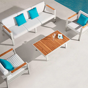 Furniture set OUTDOOR Orlando (3-seater sofa, 2 armchairs, coffee table). Ivory