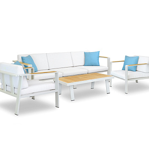 Furniture set OUTDOOR Orlando (3-seater sofa, 2 armchairs, coffee table). Ivory