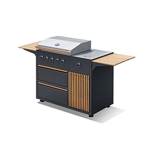 Modular grill kitchen OUTDOOR CHEFGRILL classic. Anthracite/teak finish