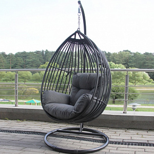 Hanging chair "cocoon" Samui made of rattan Outdoor. Black