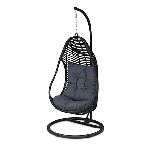 Hanging chair "cocoon" Sorrento made of rattan Outdoor. Black