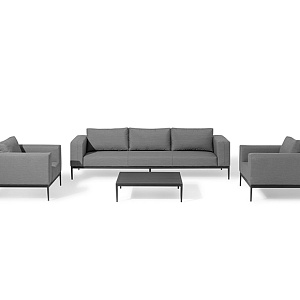 Furniture set OUTDOOR Seville (3-seater sofa, 2 armchairs, coffee table). Dark gray