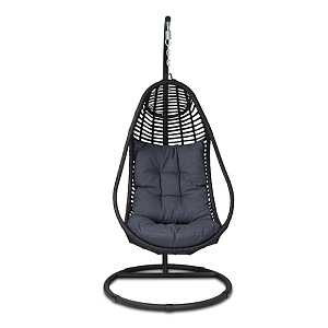 Hanging chair "cocoon" Sorrento made of rattan Outdoor. Black