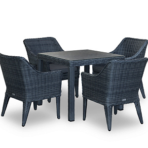 Rattan furniture set OUTDOOR Fiji (table, 4 chairs), narrow weave. Graphite